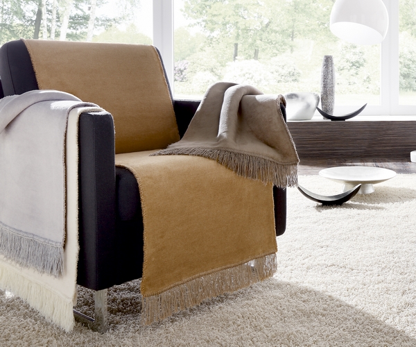 Doublepack Biederlack - - Couchdecken.de Uni 200 Sesselschoner - Blanket The Shop - Cotton cm Cover 50 Sofa | x
