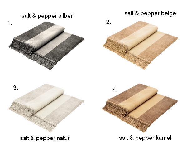 4 Couchdecken.de Pepper - vers. 100x200cm Set 2er Sofadecken - Sesselschoner Salt Farben Shop & Wohndecken - |